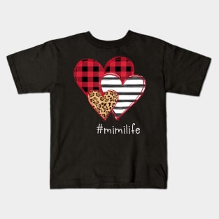 #Mimilife Shirt Striped Leopard Buffalo Plaid Printed Splicing Heart Valentine's Day Shirt Kids T-Shirt